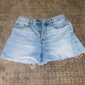 Mid-High waisted button up jean shorts